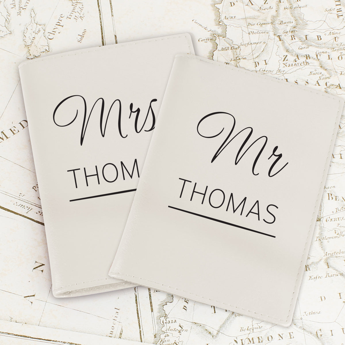 Personalised Couples Cream Leather Passport Holders