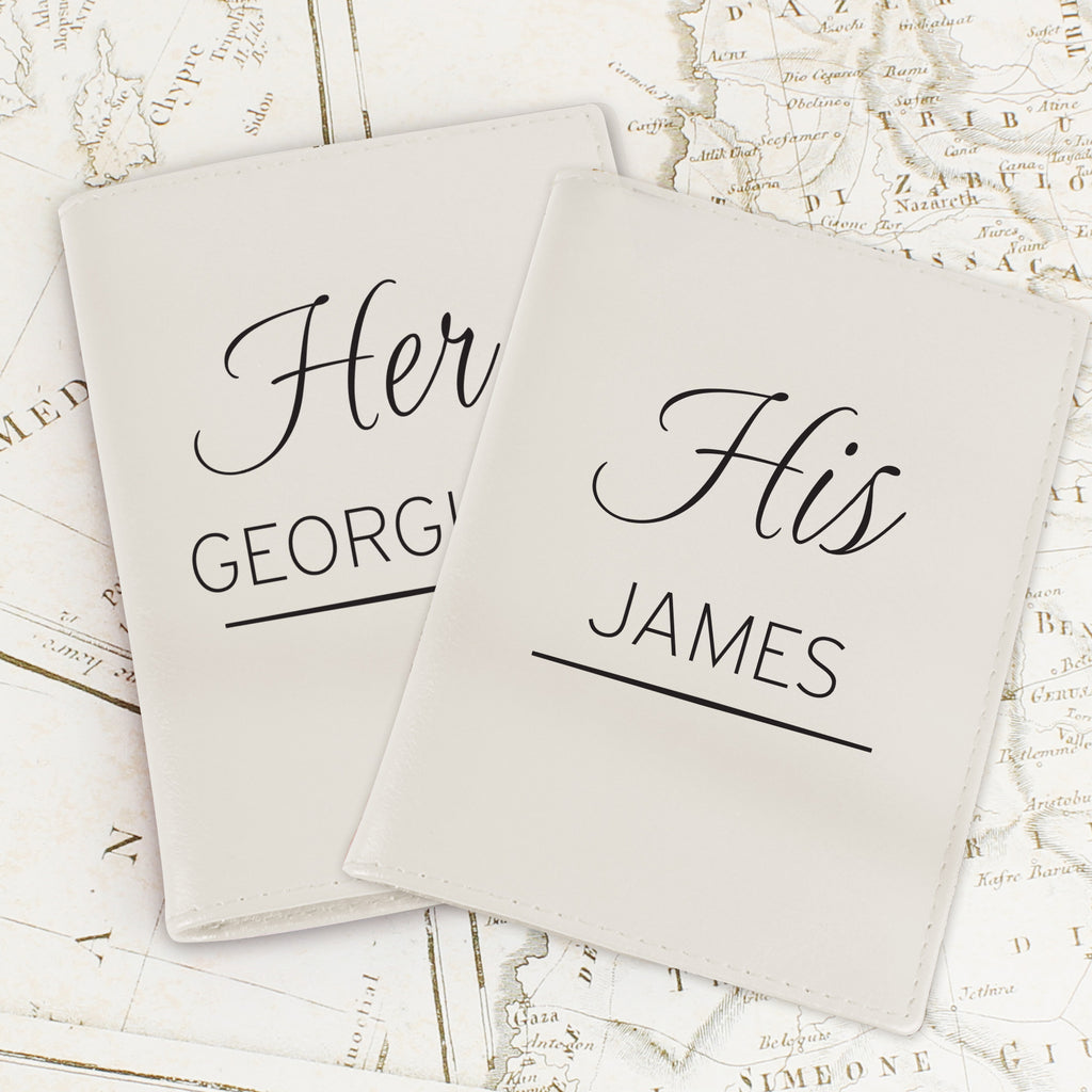 Personalised Couples Cream Leather Passport Holders