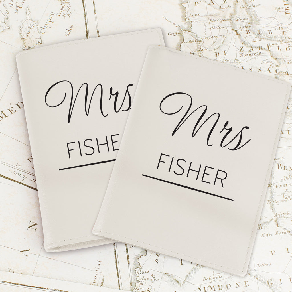 Personalised Couples Cream Leather Passport Holders