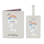 Personalised My 1st Cream Leather Passport Holder & Luggage Tag Set