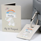 Personalised My 1st Cream Leather Passport Holder & Luggage Tag Set