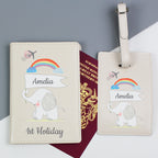 Personalised My 1st Cream Leather Passport Holder & Luggage Tag Set