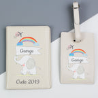Personalised My 1st Cream Leather Passport Holder & Luggage Tag Set