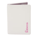 Personalised Pink Name Cream Leather Passport Holder