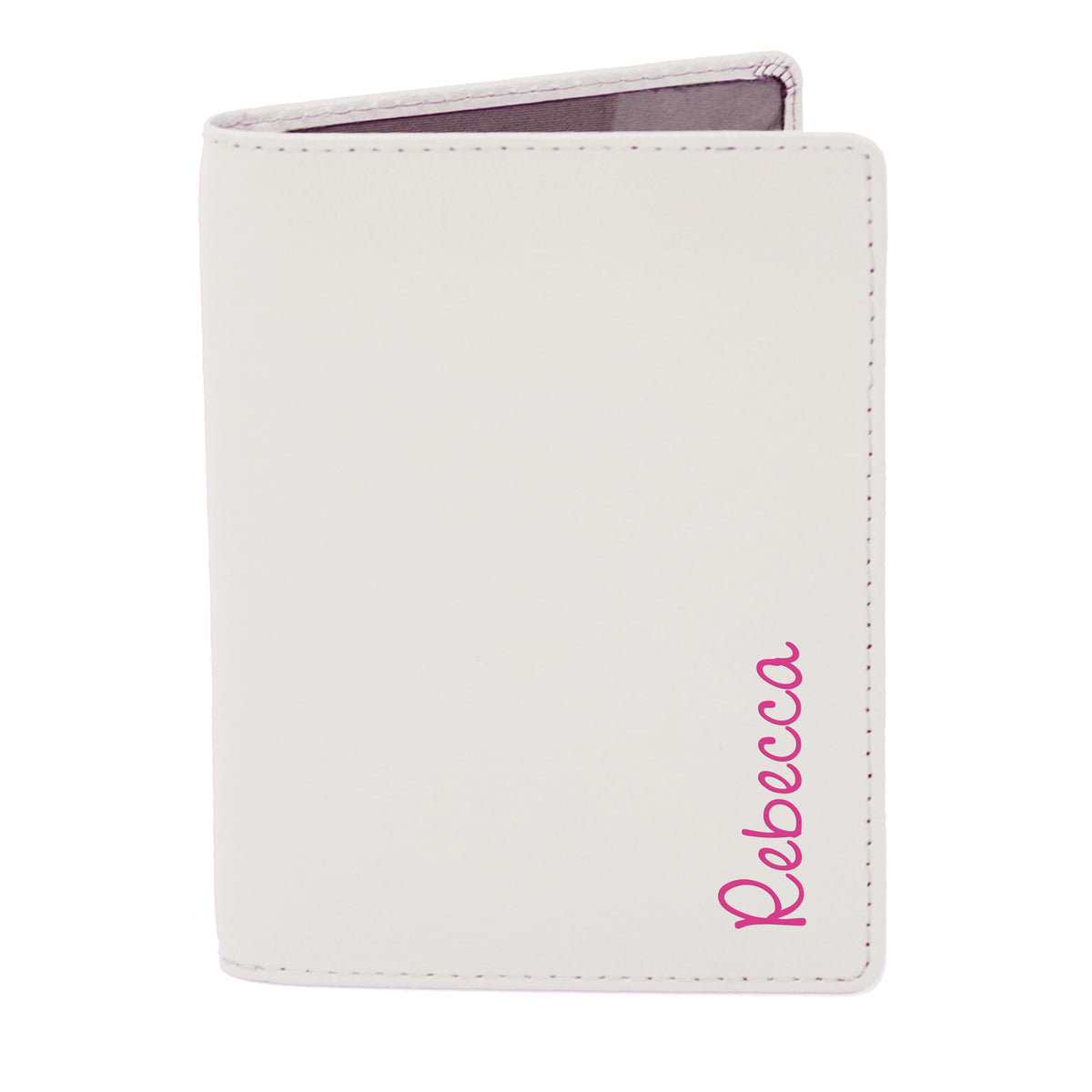 Personalised Pink Name Cream Leather Passport Holder