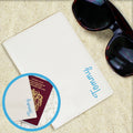 Personalised Blue Name Cream Leather Passport Holder
