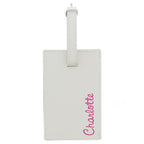Personalised Pink Name Cream Leather Luggage Tag