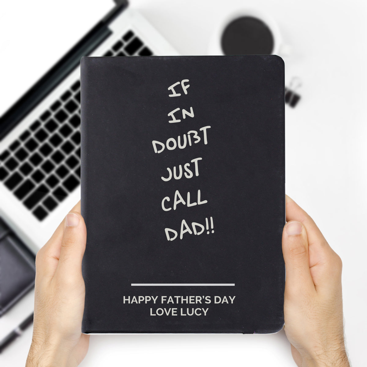 Personalised Free Text Black Hardback Notebook