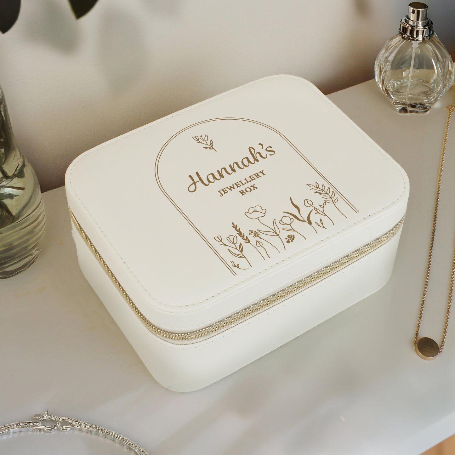 Personalised Floral Arch Travel Jewellery Box