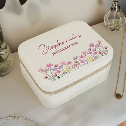 Personalised Floral Leatherette Jewellery Box