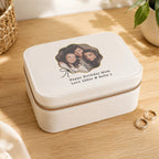 Personalised Scallop Bow Photo Upload Leatherette Jewellery Box