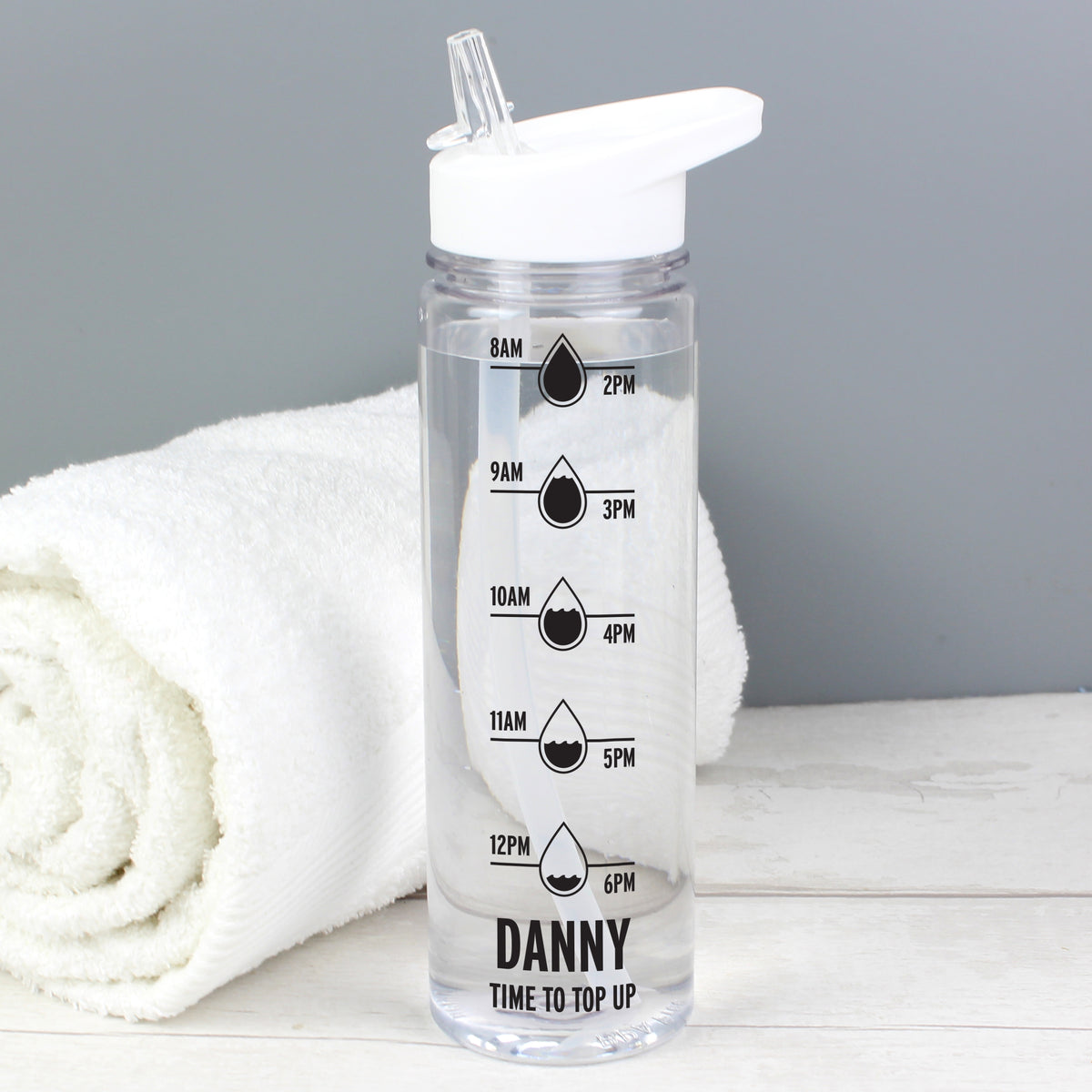 Personalised Black Hydration Tracker Water Bottle