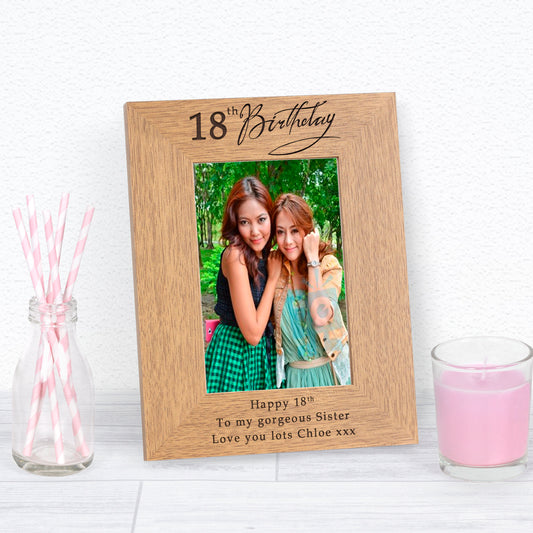 Personalised engraved wooden Birthday photo frame (any age)