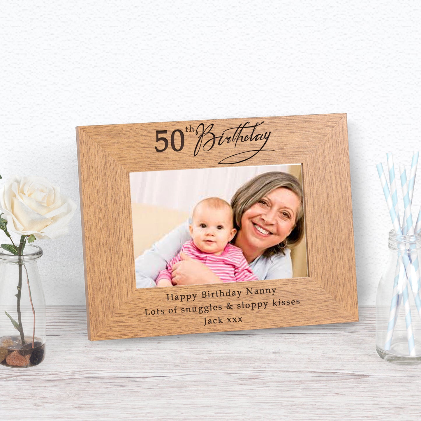 Personalised engraved wooden Birthday photo frame (any age)