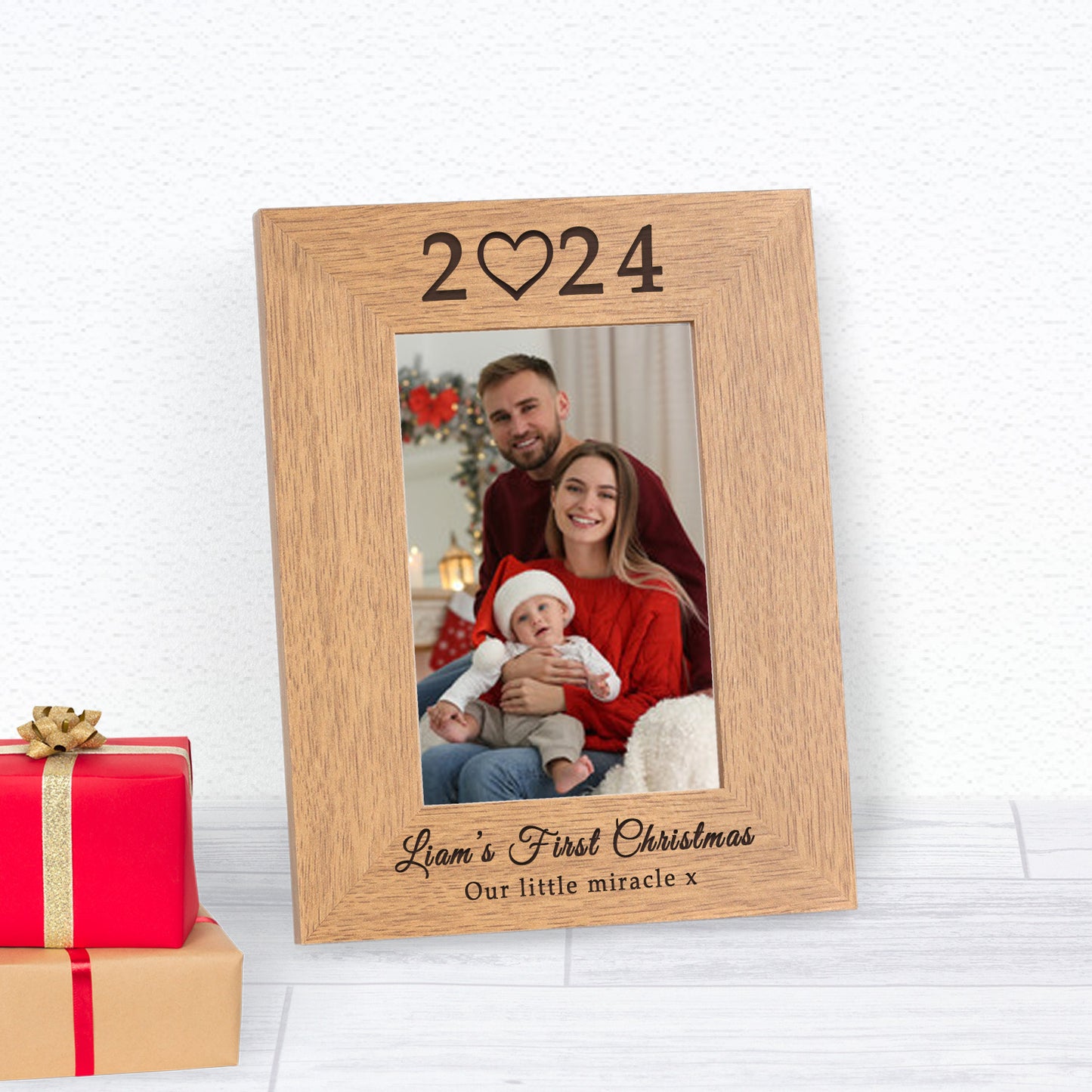 Babys First Christmas Wood Frame Wood Picture Frame
