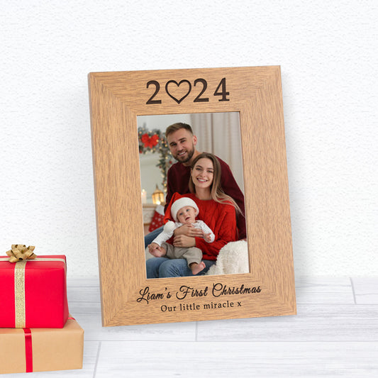 Babys First Christmas Wood Frame Wood Picture Frame