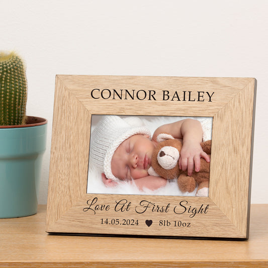 New Baby Love At First Sight Wood Picture Frame