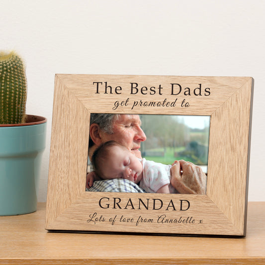 The Best Dads get promoted Wood Picture Frame