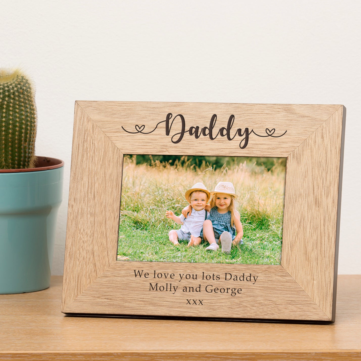 Personalised oak veneer Daddy wooden picture frame
