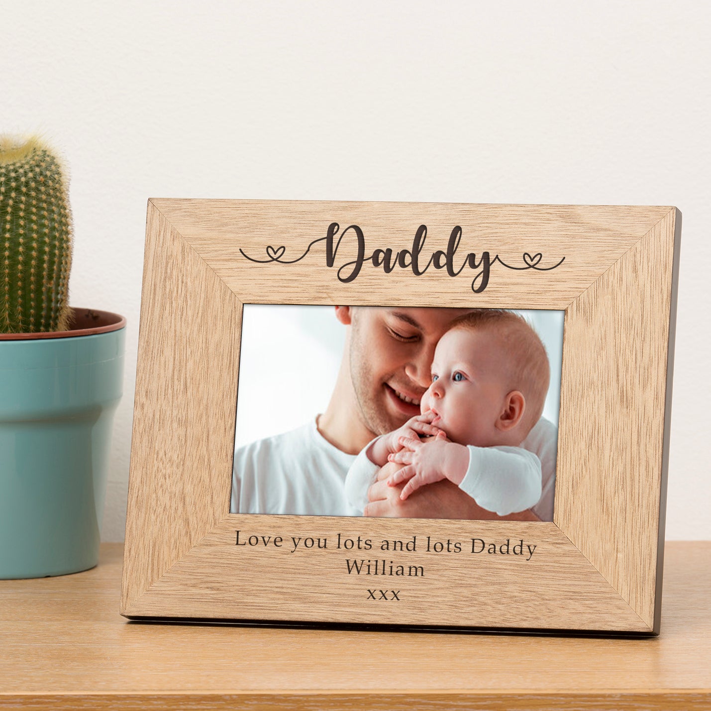 Personalised oak veneer Daddy wooden picture frame