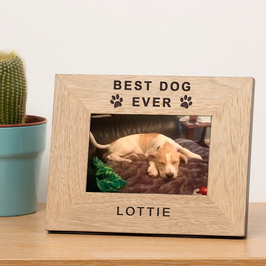 Personalised Best Dog Ever Wooden Photo Frame