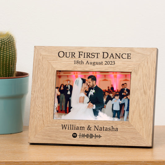Our First Dance Wooden Picture Frame with Spotify Code – Personalised Wedding Gift
