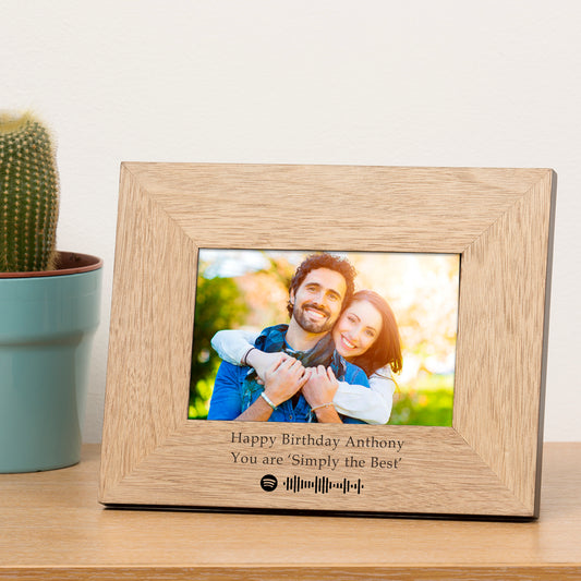 Favourite Song & Message Wooden Picture Frame with Spotify Code – Personalised Gift