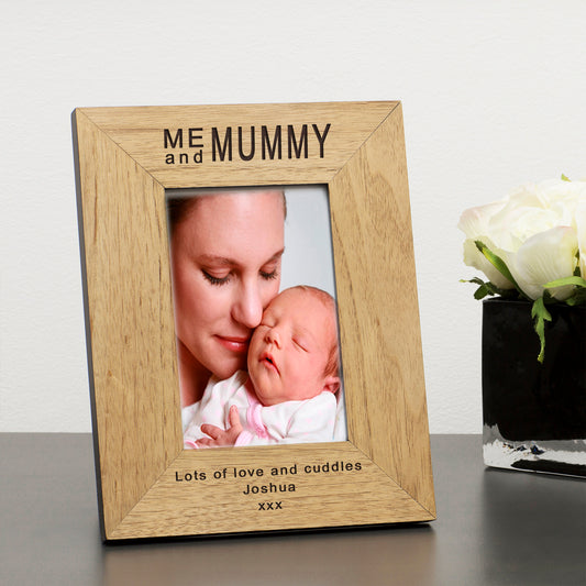 Personalised Wooden Photo Frame – “Me and Mummy” with Custom Engraving