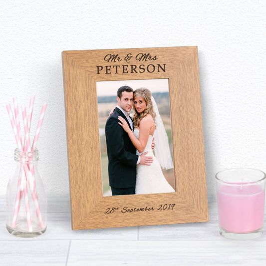 Mr & Mrs Wedding Day Wood Picture Frame