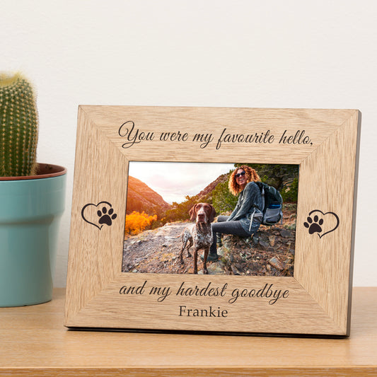 My Favourite Hello (& Hardest Goodbye) Pet Memorial Wooden Picture Frame