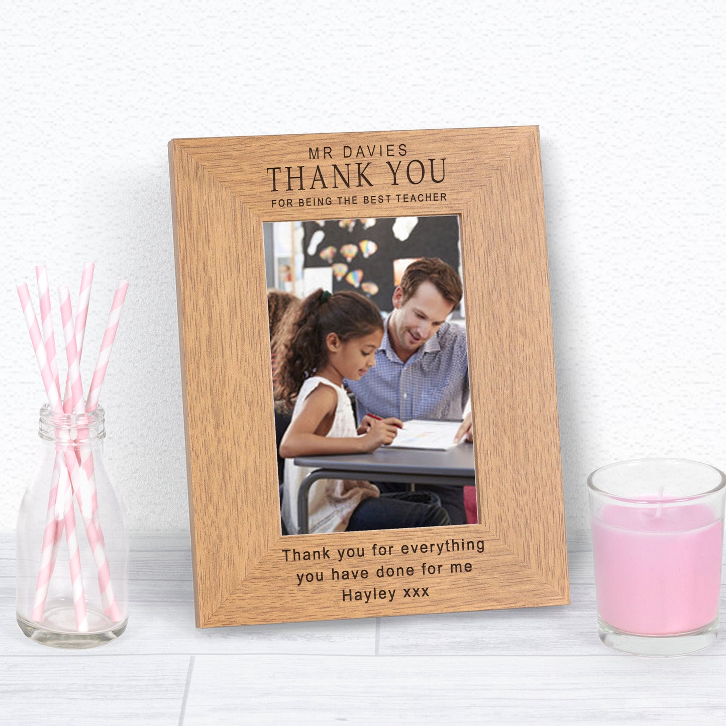Thank you for being the Best Teacher Wood Picture Frame