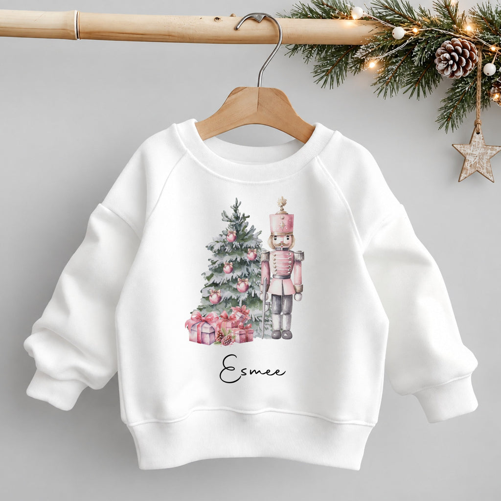 Girls personalised pink Nutcracker Christmas sweatshirt