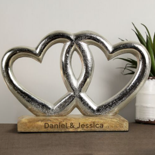 Personalised Free Text Double Heart Ornament