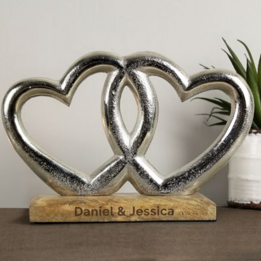 Personalised Free Text Double Heart Ornament