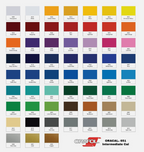Color swatch chart for ORACAL 651 intermediate cal with various colors.