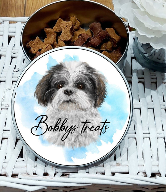 Dog treat tin, shihtzu treat tin, shih tzu treat tin, gift for dog lover, shihtzu gift - lots of colourways