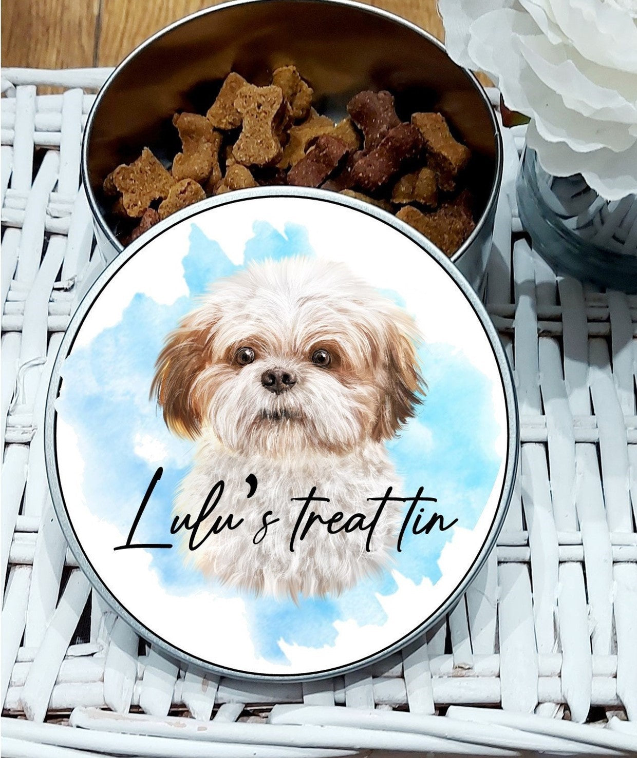 Dog treat tin, shihtzu treat tin, shih tzu treat tin, gift for dog lover, shihtzu gift - lots of colourways