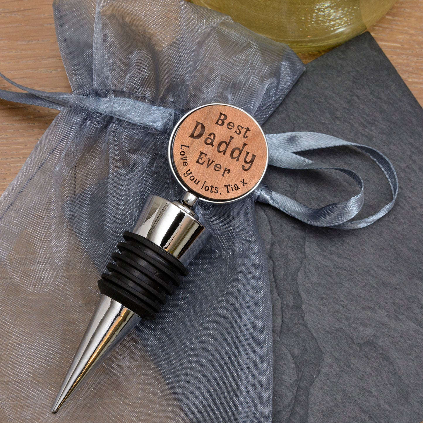 Personalised Cherrywood Bottle Stopper – ‘Best [Name] Ever’ Engraved Gift