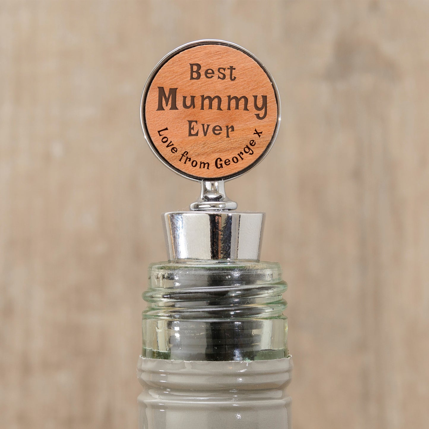 Personalised Cherrywood Bottle Stopper – ‘Best [Name] Ever’ Engraved Gift