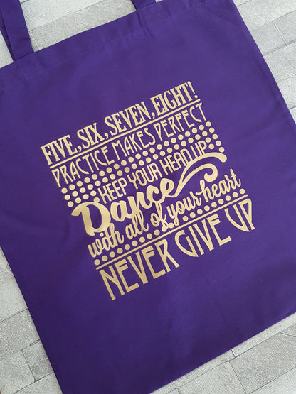 personalised Dancer Cotton Tote Bag: Dance Gift, Stocking Filler