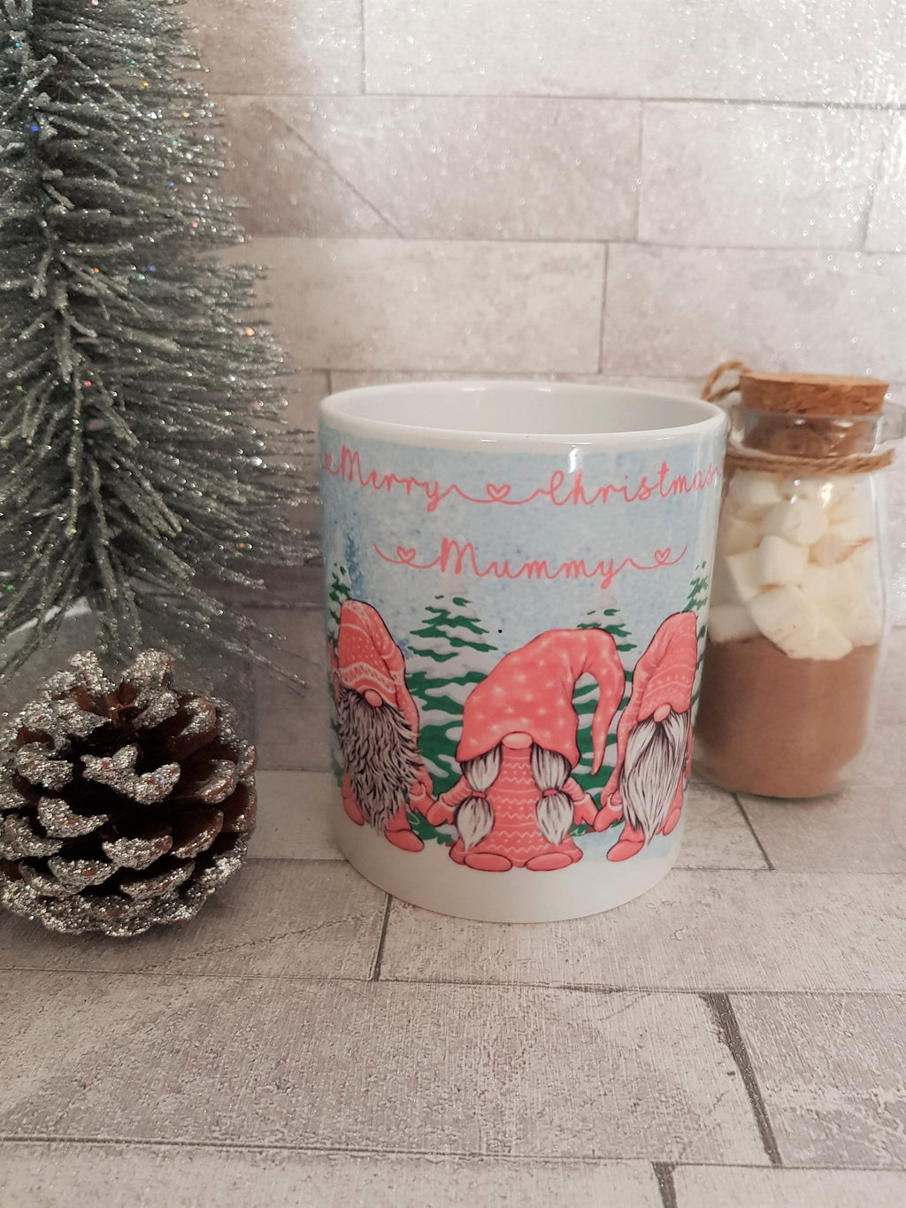 Personalised gonk Christmas mug, Personalised Christmas gonk mug, pink Christmas gnome, personalised Christmas mug