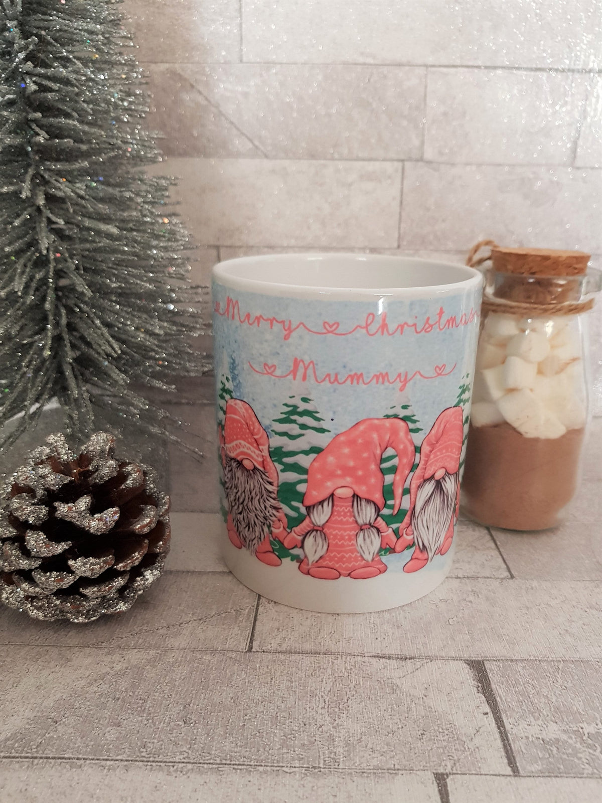 Personalised gonk Christmas mug, Personalised Christmas gonk mug, pink Christmas gnome, personalised Christmas mug
