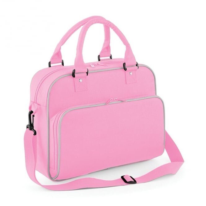 Personalised dance/ballet bag - soft pink with silver-grey trim