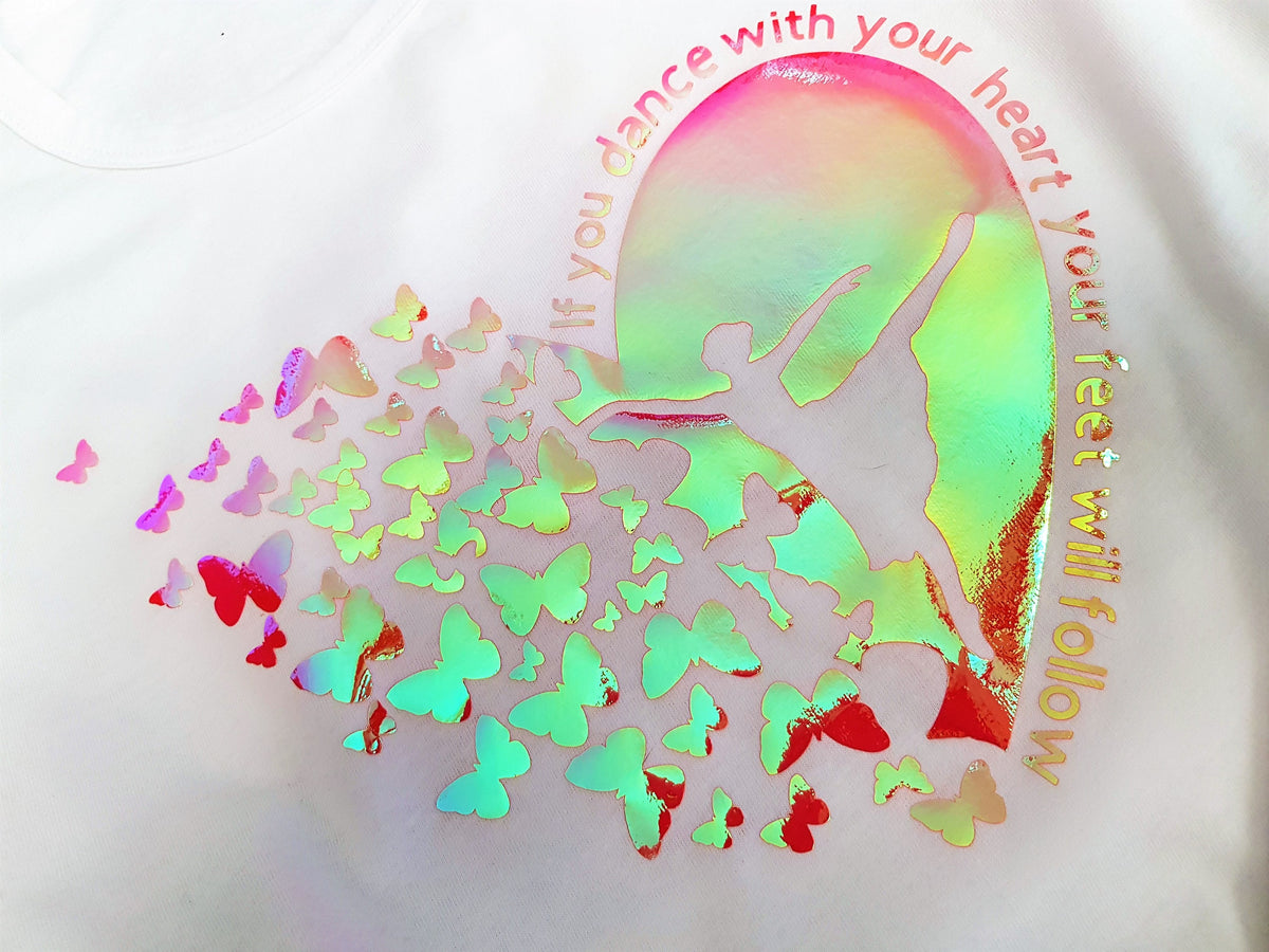Ballerina T-Shirt: Color-Changing Vinyl Dance with Your Heart Tee