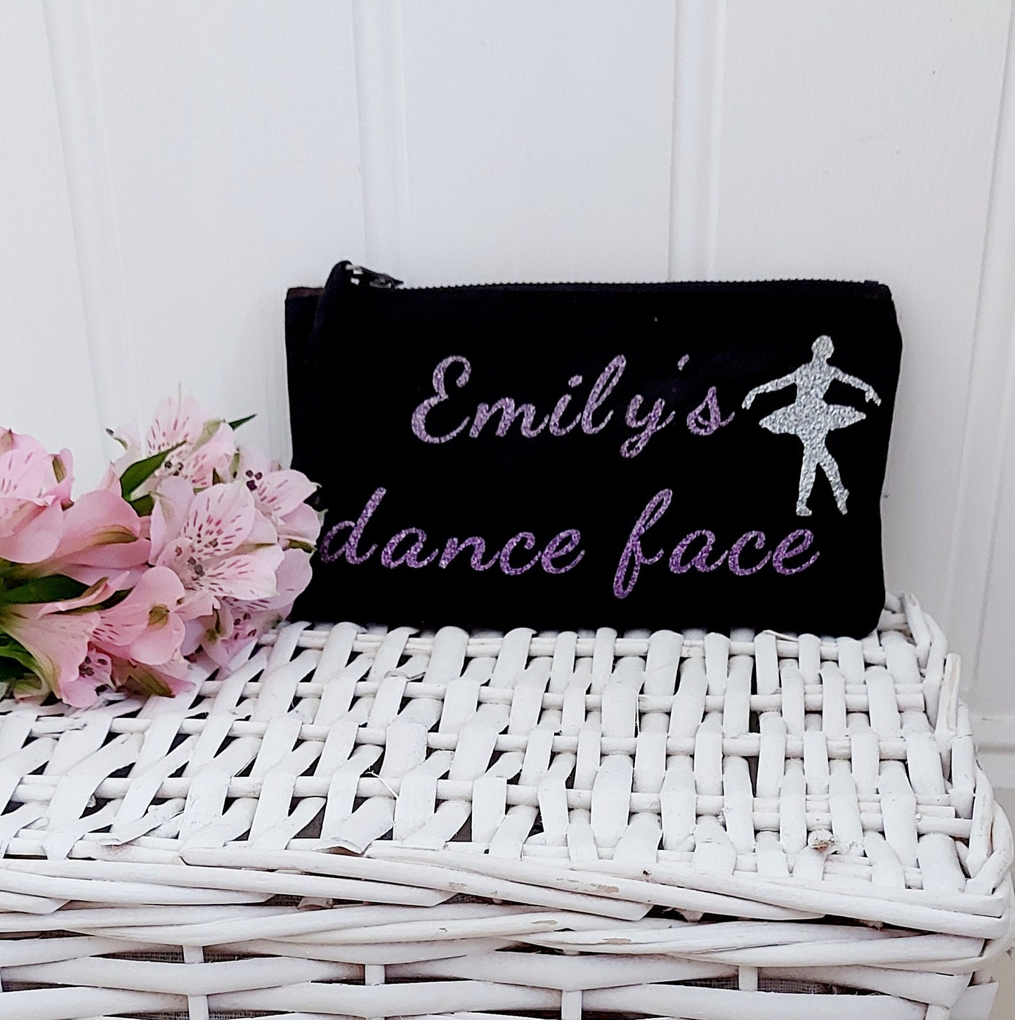 Personalised Dance Makeup Bag: Ballerina Gift, Cotton Cosmetic Pouch