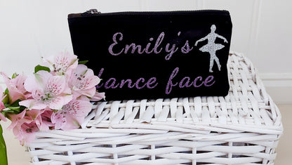 Personalised Dance Makeup Bag: Ballerina Gift, Cotton Cosmetic Pouch