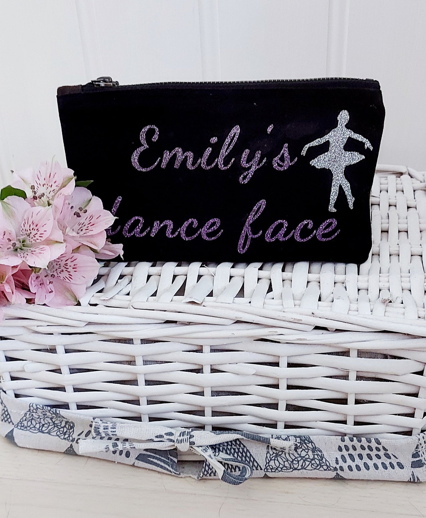 Personalised Dance Makeup Bag: Ballerina Gift, Cotton Cosmetic Pouch