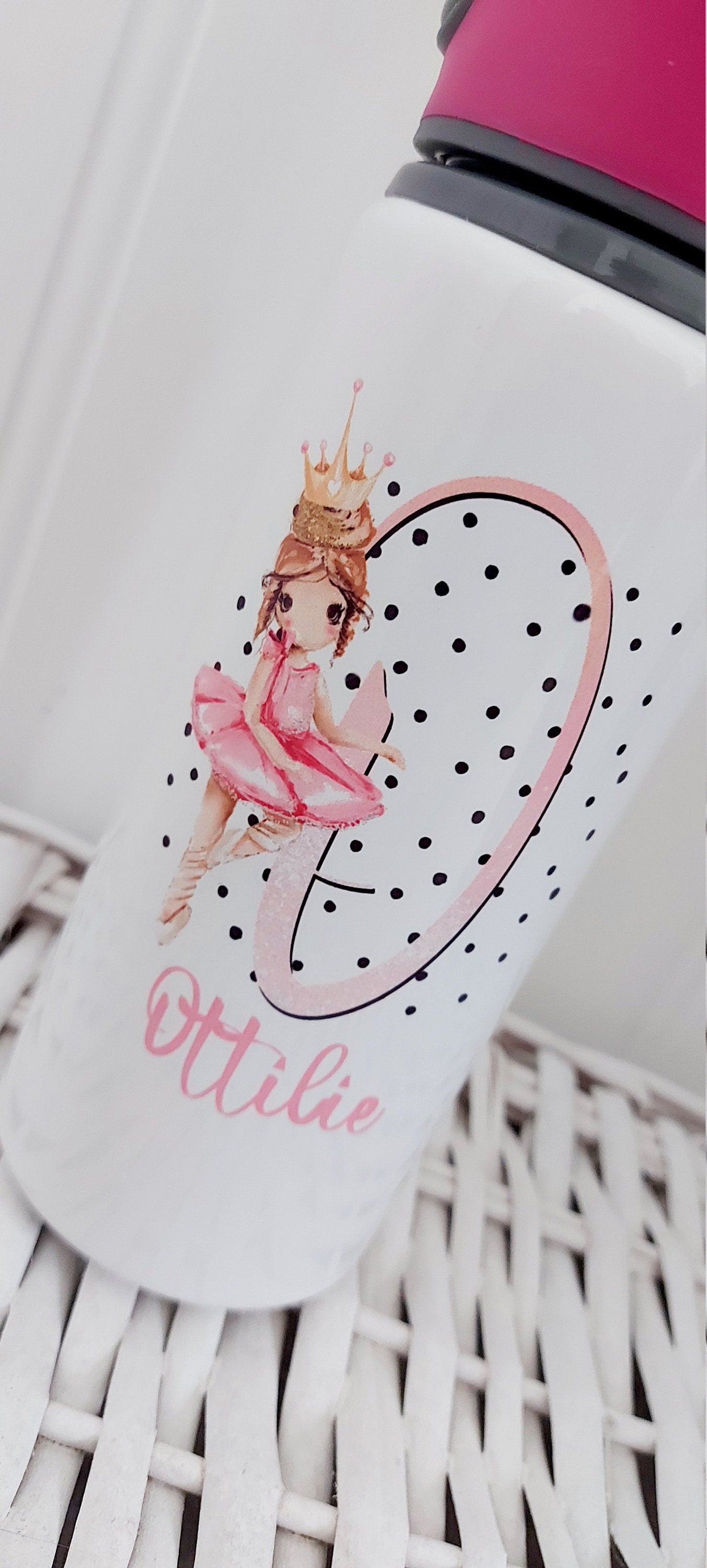 Ballerina Water Bottle: Dance Gift, Pink Flip Top Spout