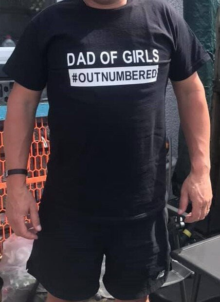 Personalised Dad of Girls Outnumbered tshirt