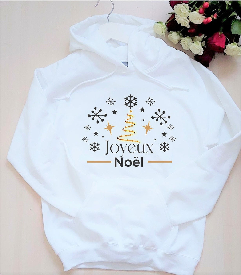 Joyeux Noel Christmas Hoodie, Christmas hoodie, White & Gold Christmas hoodie, Christmas jumper 2025
